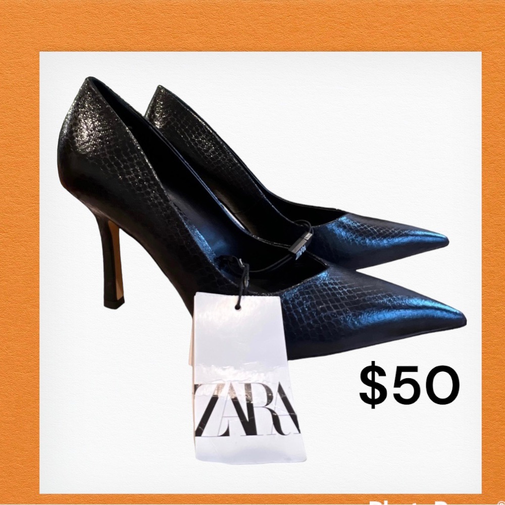 Zara black leather shoes Size 38